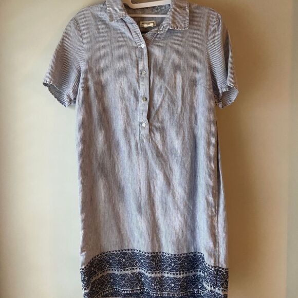100% Linen Striped Dress - Picture 4 of 6